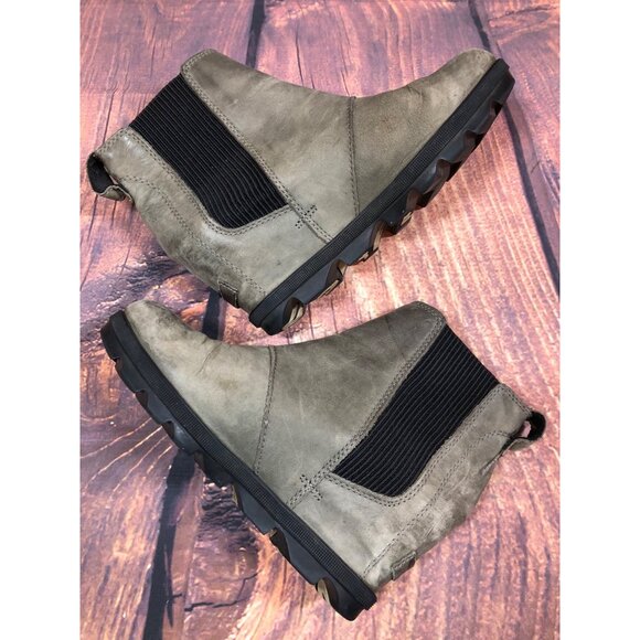 Sorel Joan Of Arctic Taupe Leather Wedge Chelsea Boots Womens 6.5 (e8n) - Picture 5 of 6
